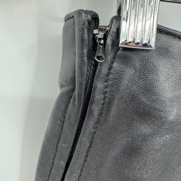 Vintage 90s Cache Black Leather High Waisted Tapered‎ Pants Size 6 Biker Sexy - Picture 3 of 7